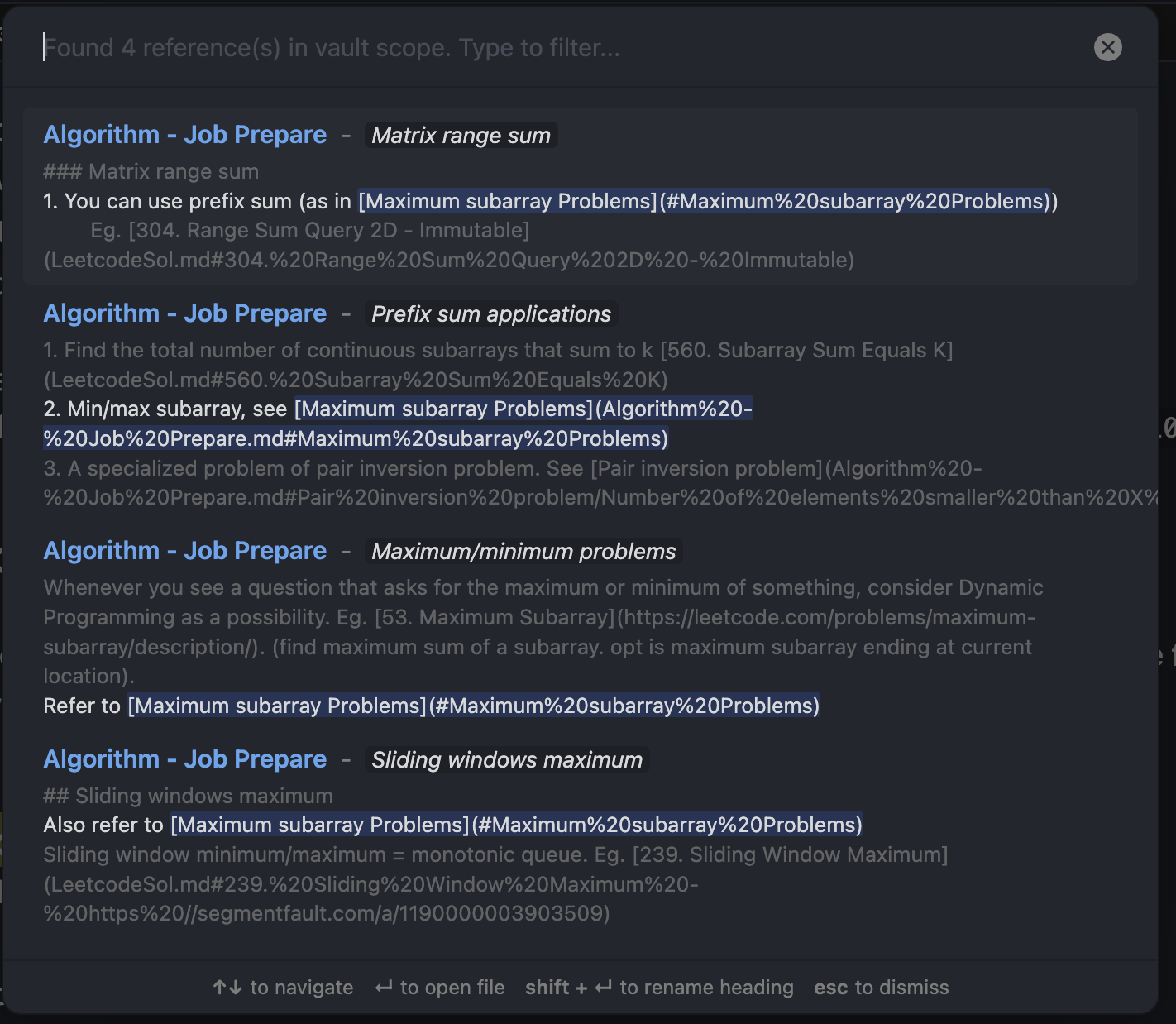 Find References Modal