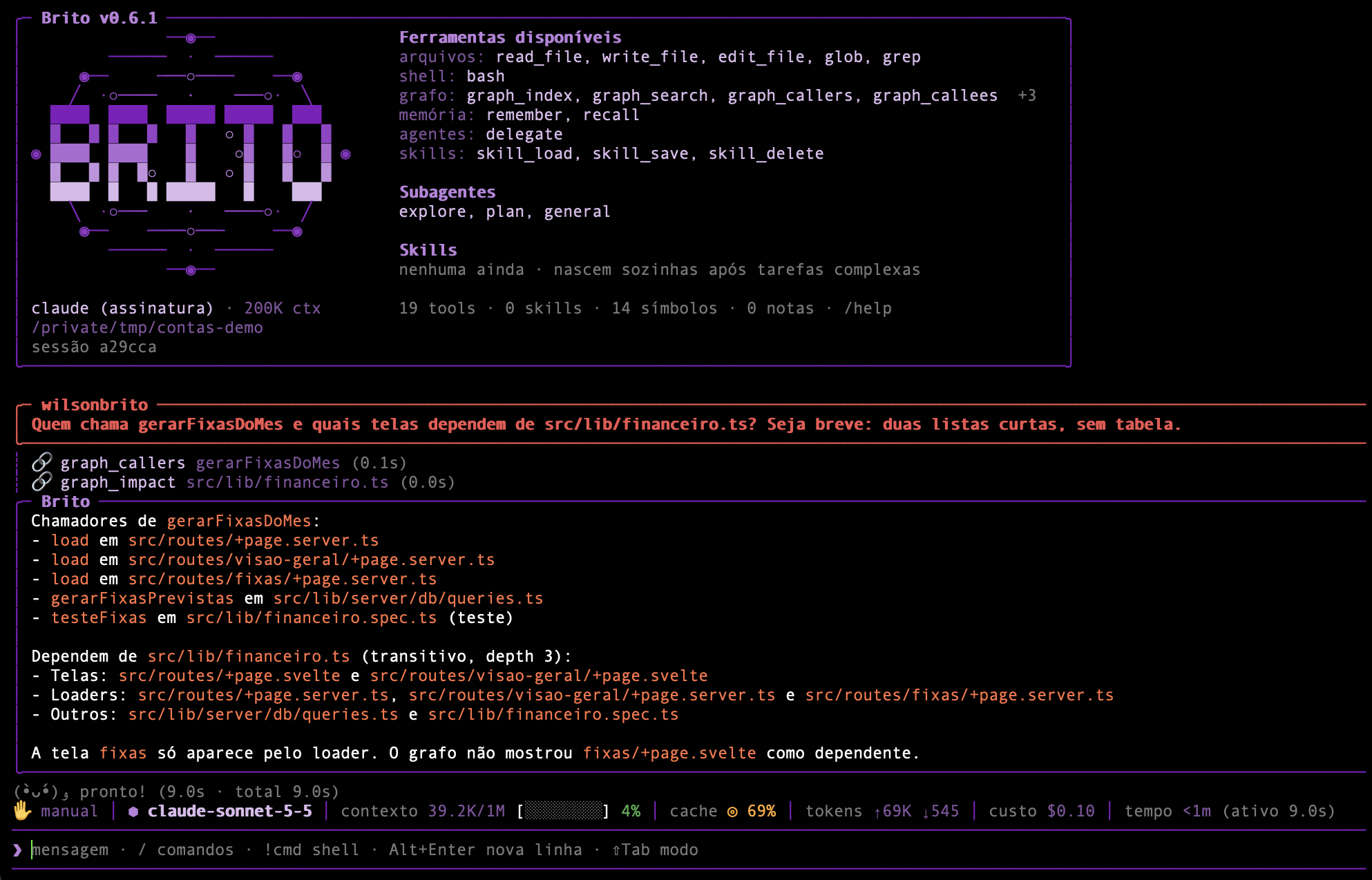 Brito answering a question with the code graph