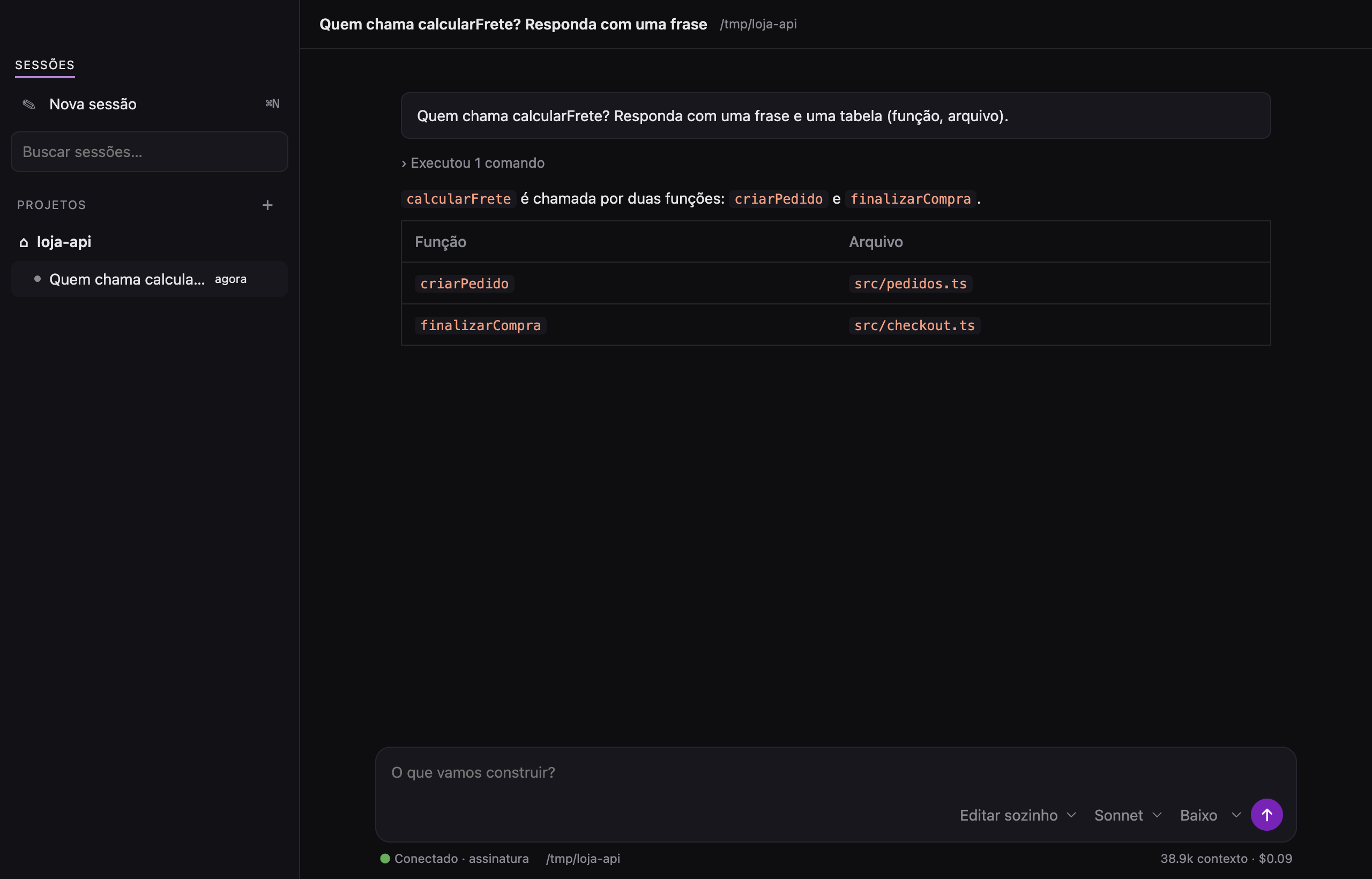 Brito desktop app answering a question with the code graph
