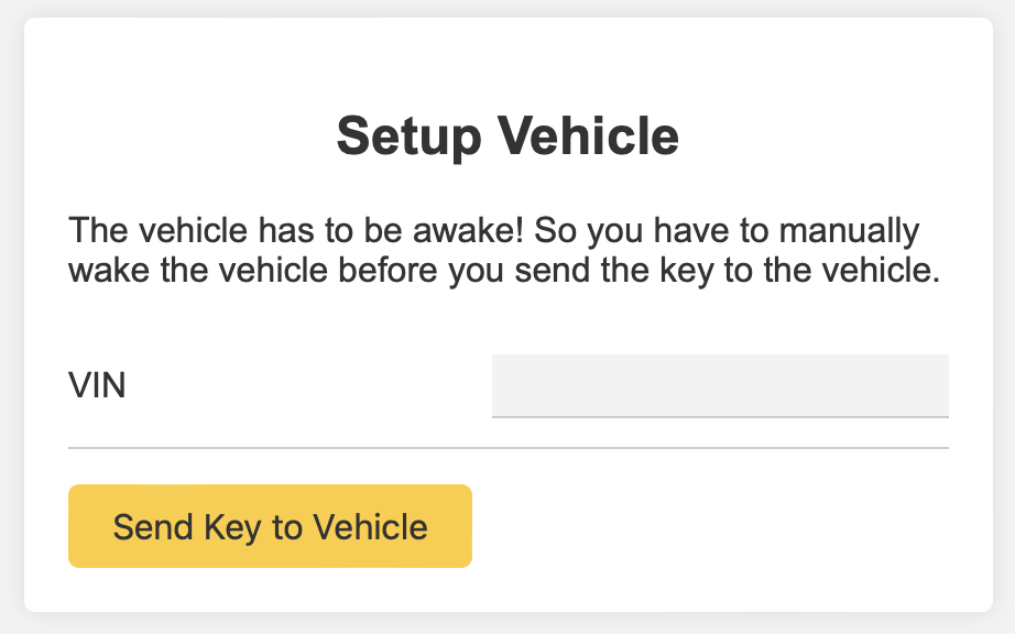 Picture of Setup Vehicle Part of the Dashboard.