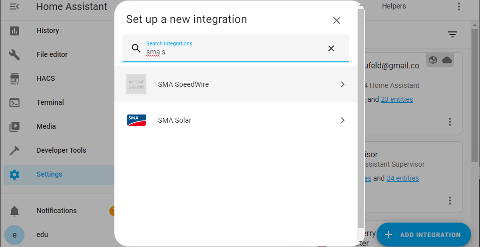 add integration to HA