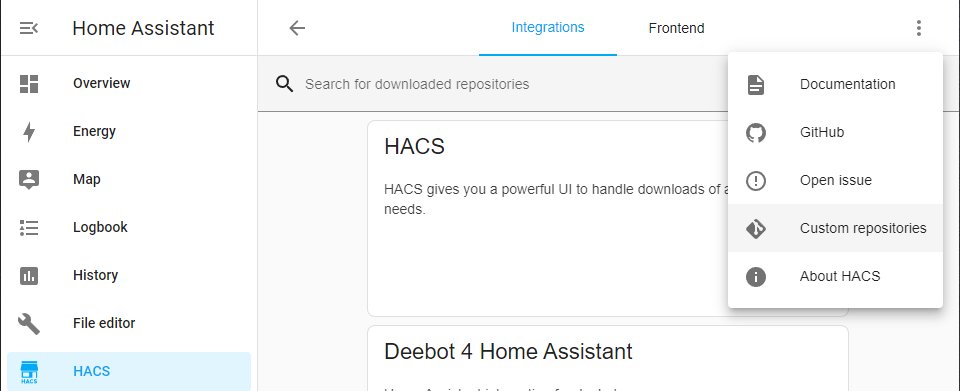 add custom repo to HACS