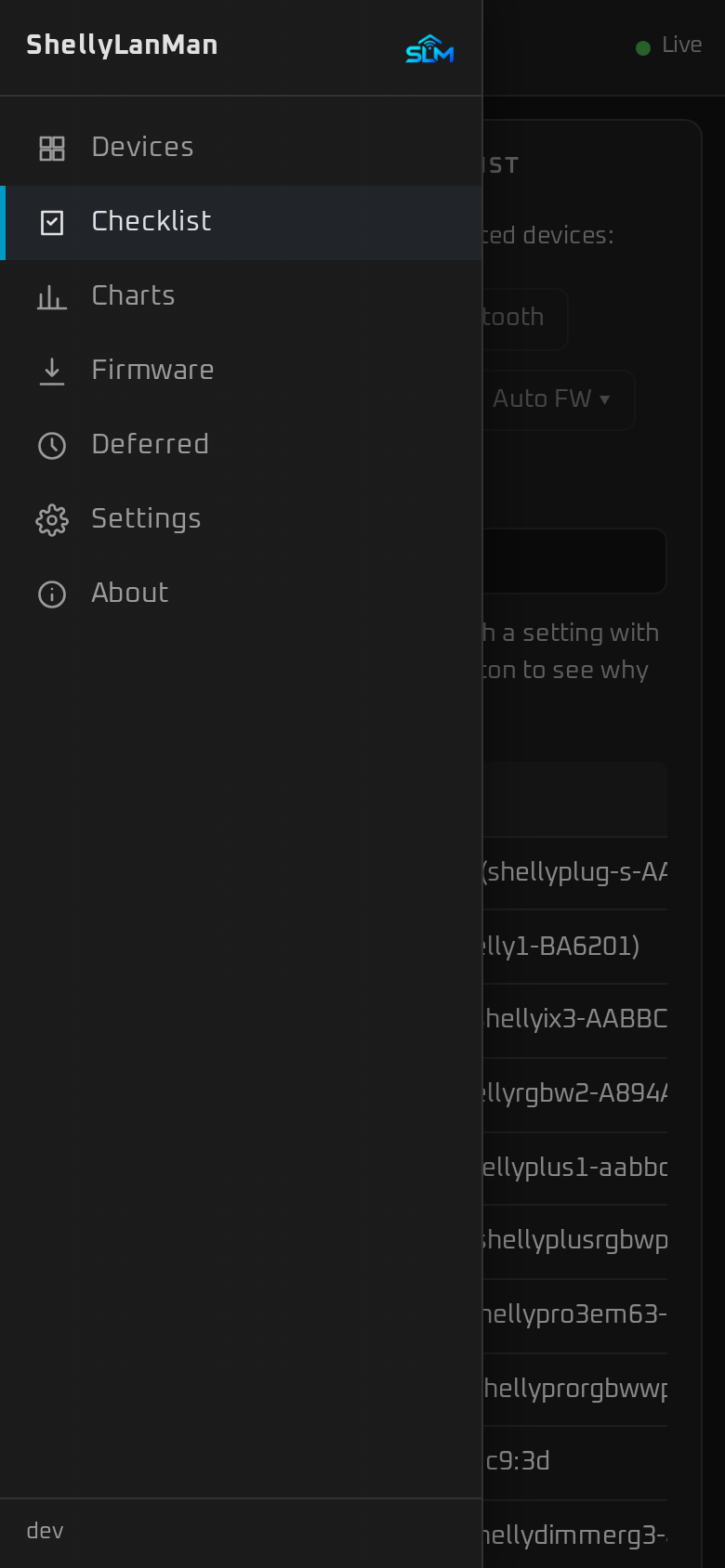 The menu on a phone