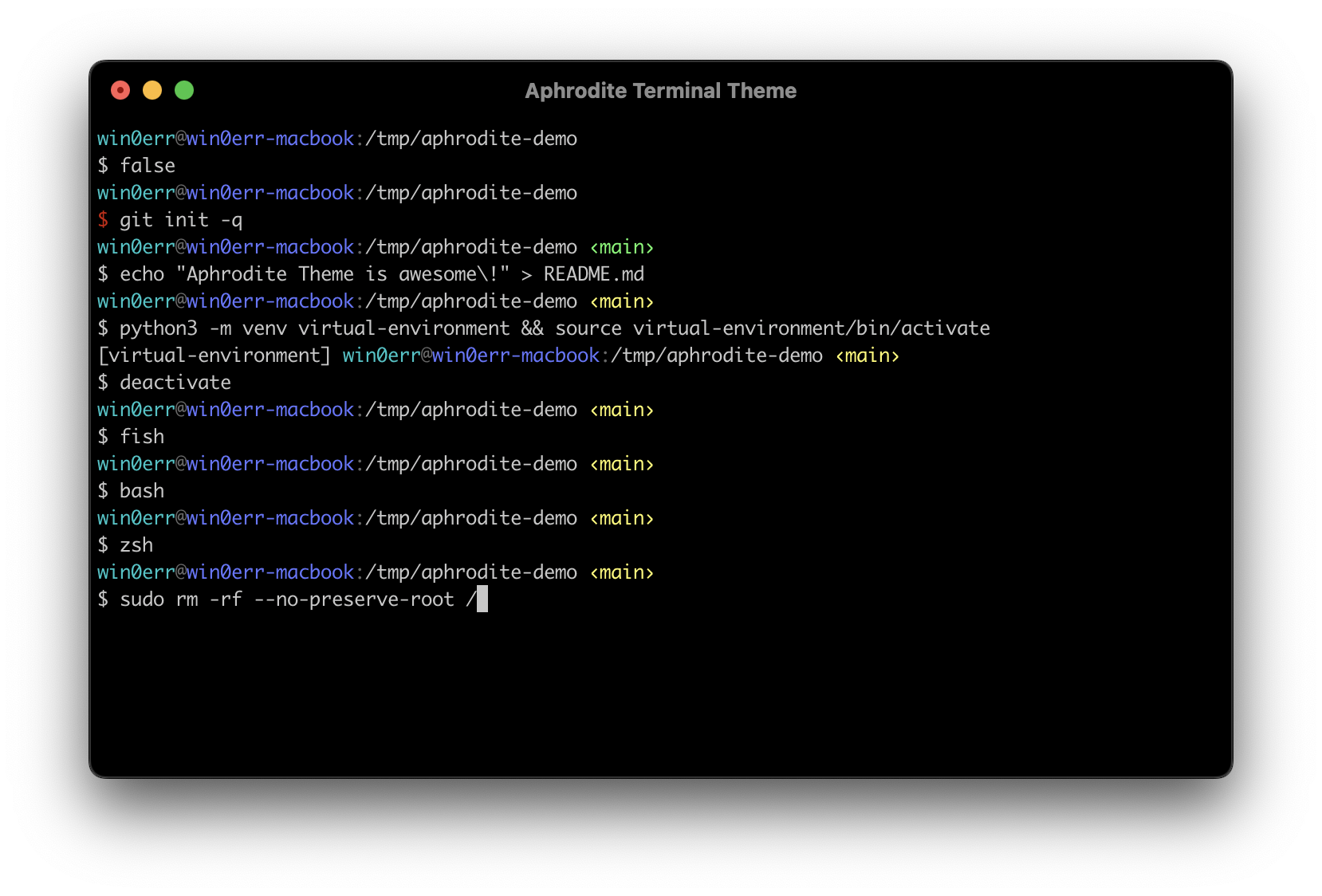 Aphrodite Terminal Theme