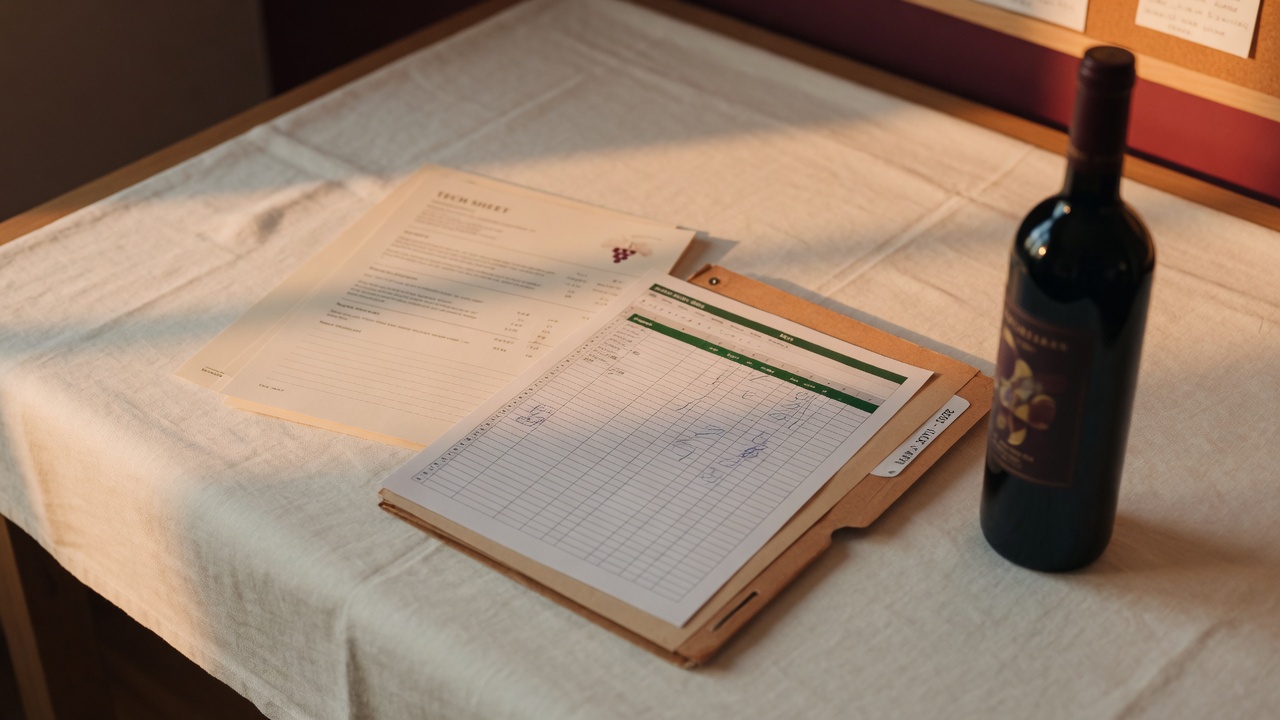 Trade sheet, spreadsheet, and a wine bottle ready to hand off