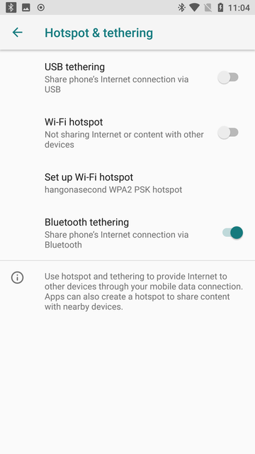 Bluetooth Tethering