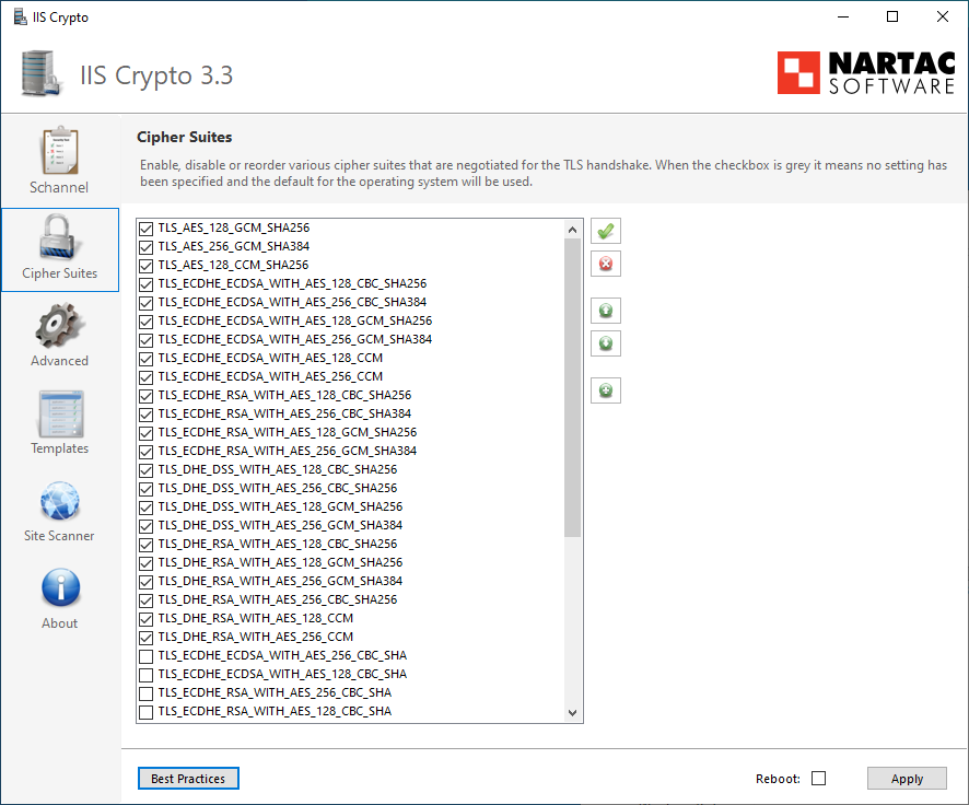 IIS Crypto - Cipher Suites