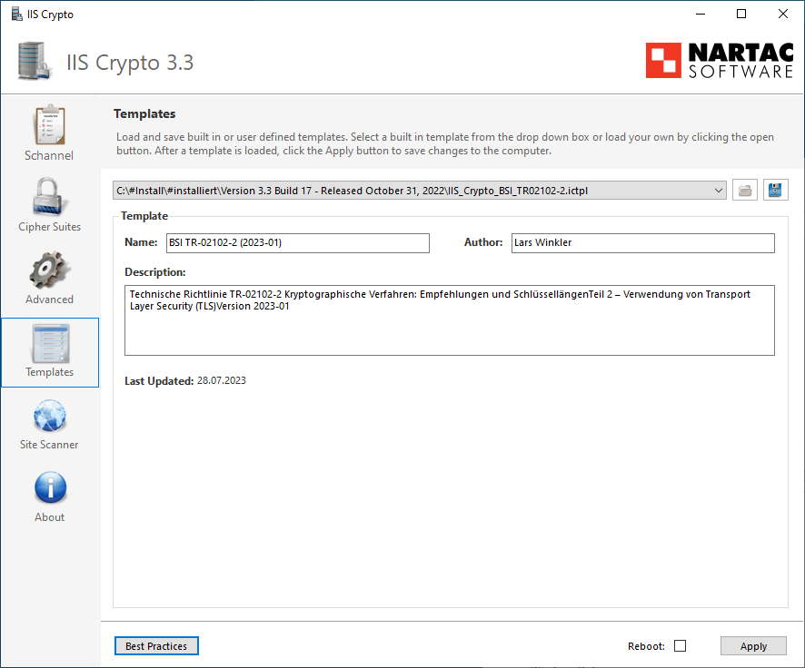 IIS Crypto - Templates