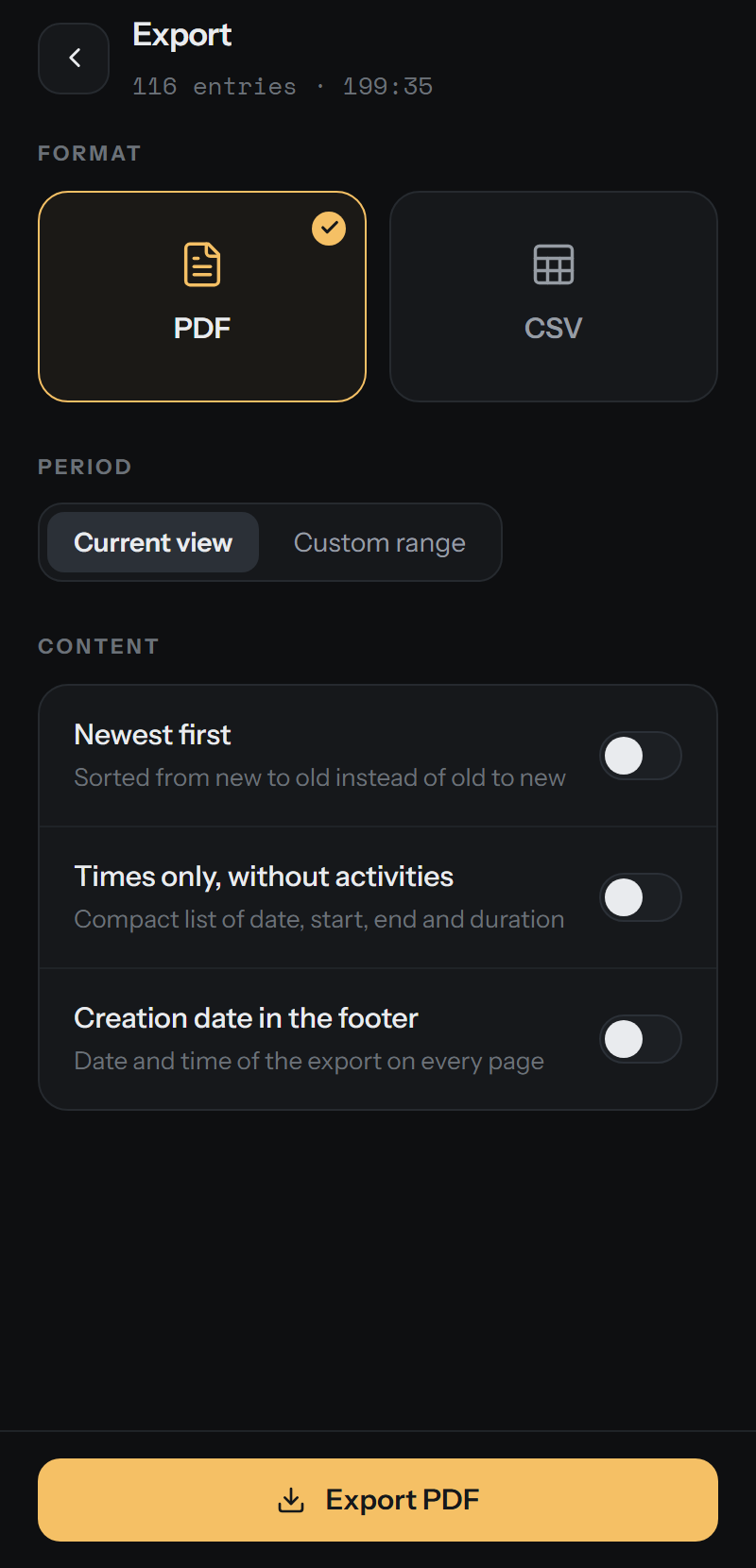 Export full screen