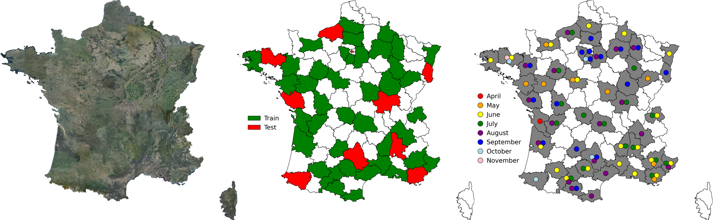 ortho image and train/test geographical repartition