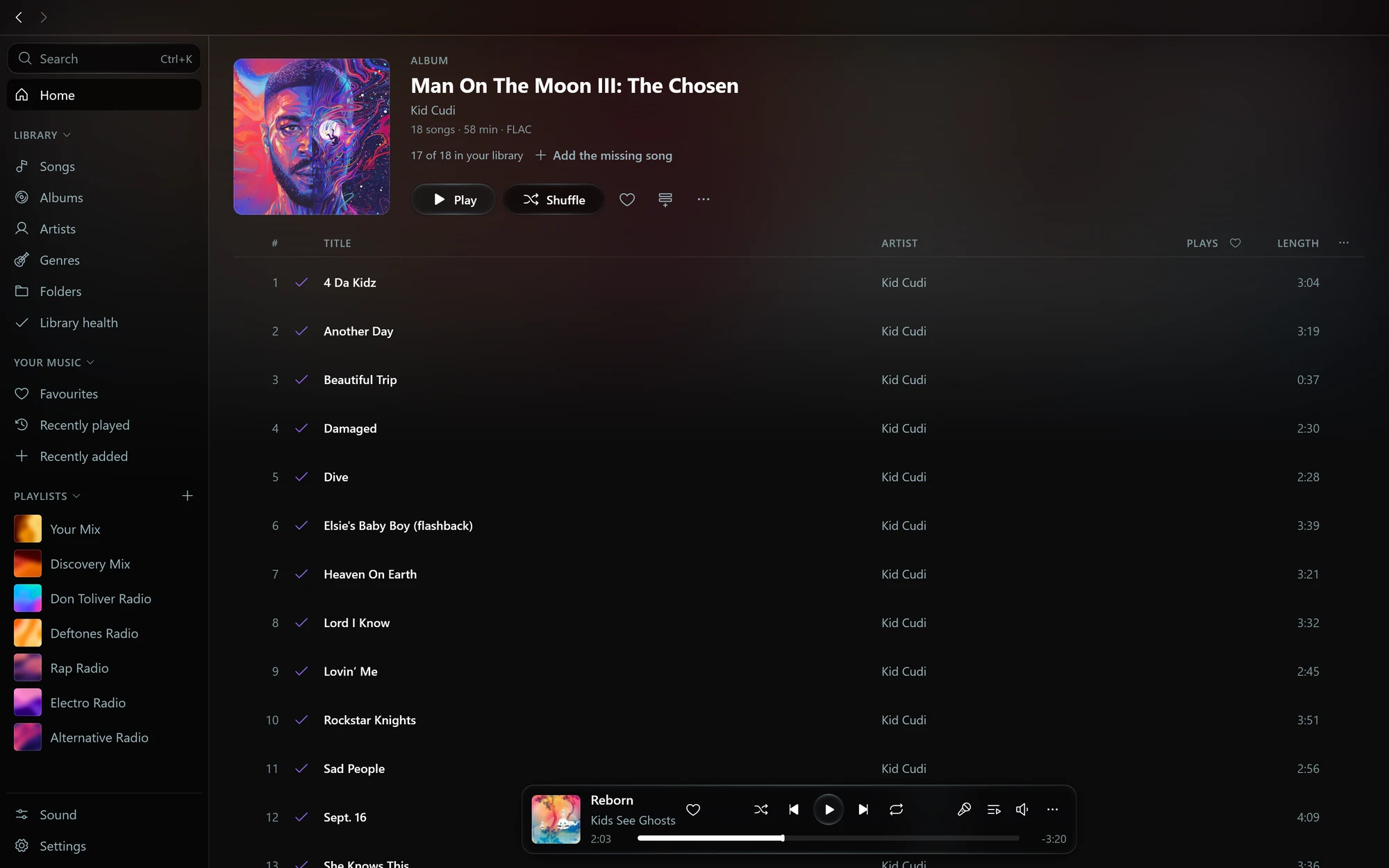 An album in the Octo desktop app