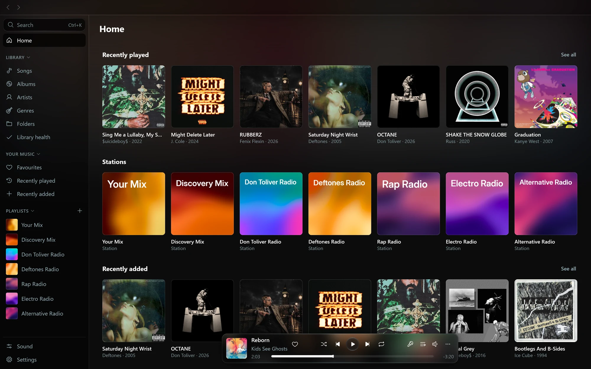 Home in the Octo desktop app
