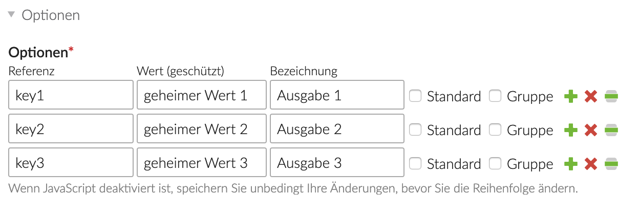 Backend form