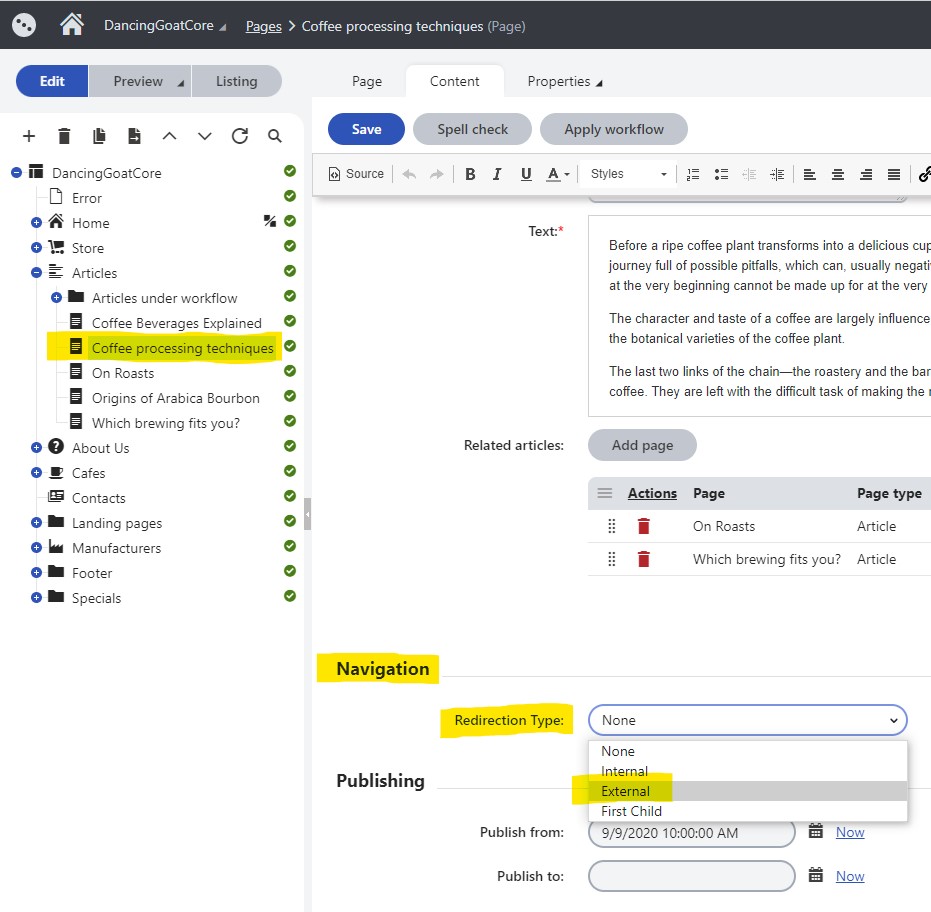 Article Page Content Form