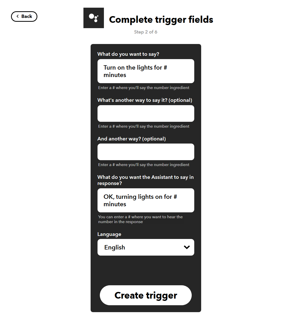 IFTTT Google Assistant number trigger