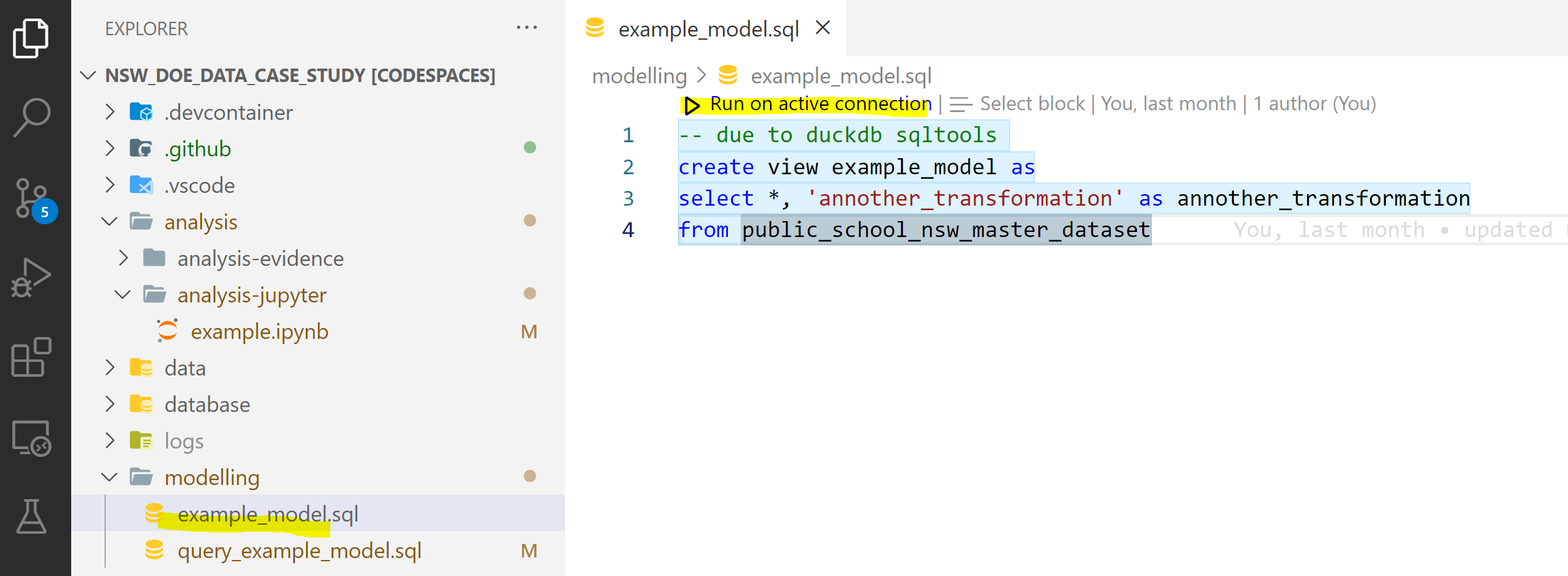 example of creating a table