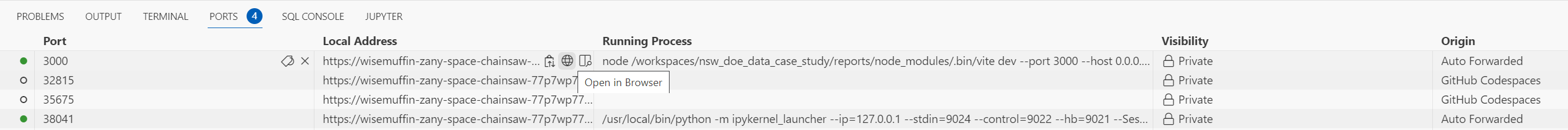 Evidence access via port 3000