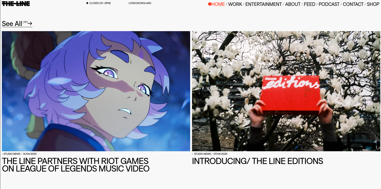 Brutalist Grid Works Section with Dynamic Hover Video Previews