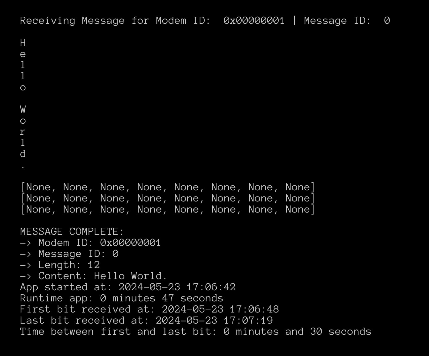 Screenshot Hello World Message