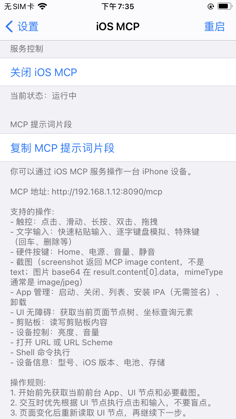 iOS MCP 设置