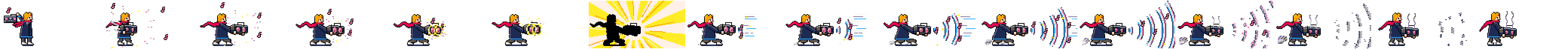 All 16 frames, 2× of Boombox mage and his sound blast