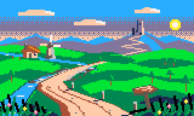 The landscape, 4× of Winding road to the castle