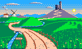 Winding road through the valley (grid)