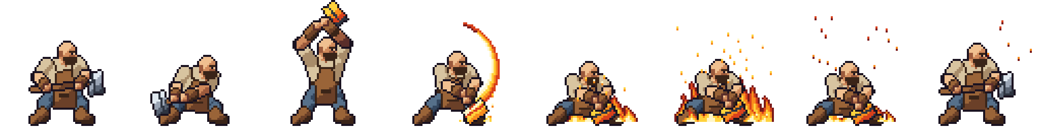 All 8 frames of Blacksmith fire slam