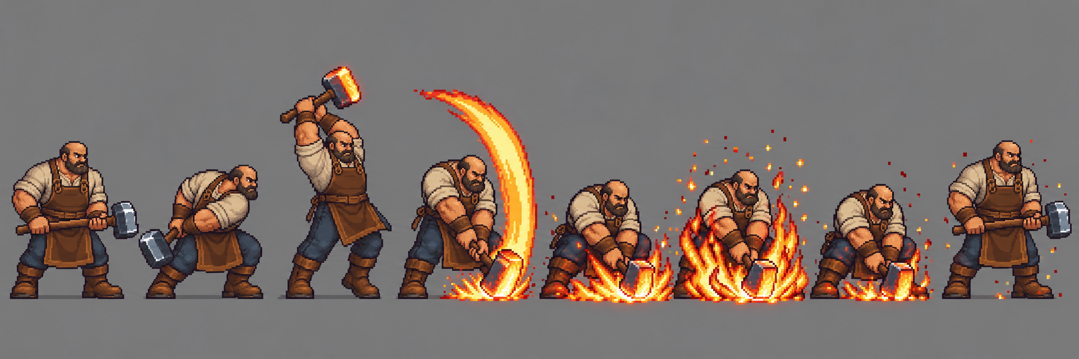 Image-model storyboard of Blacksmith fire slam