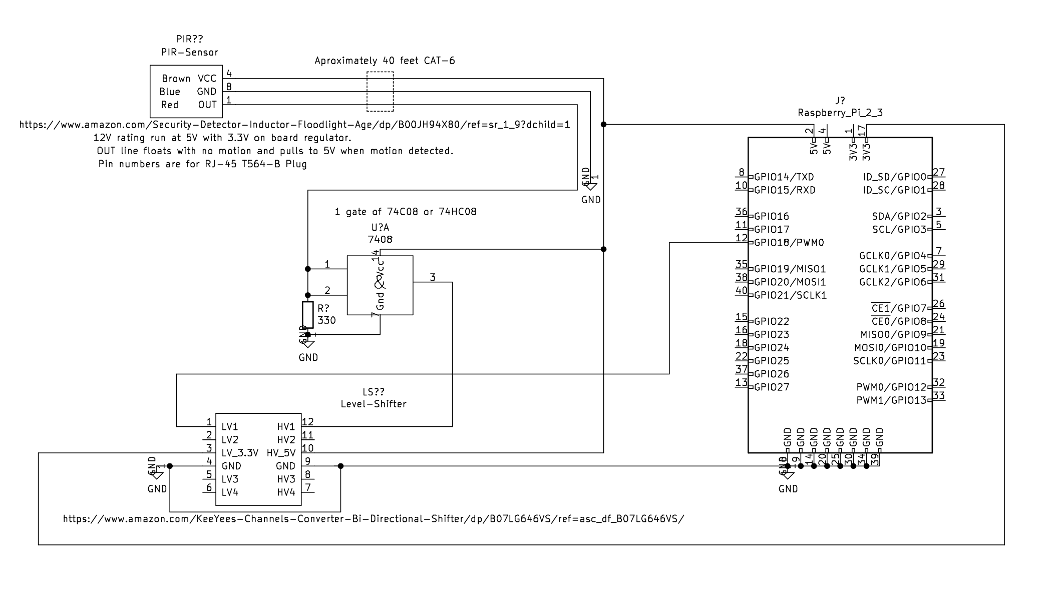 PIR / Raspberry Pi Schematic