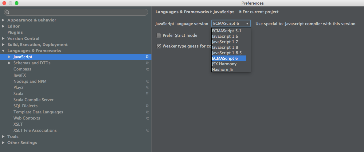 ES6 in intellij