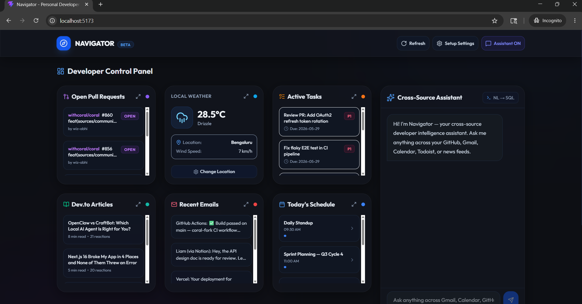 Navigator — Federated SQL Dev Dashboard