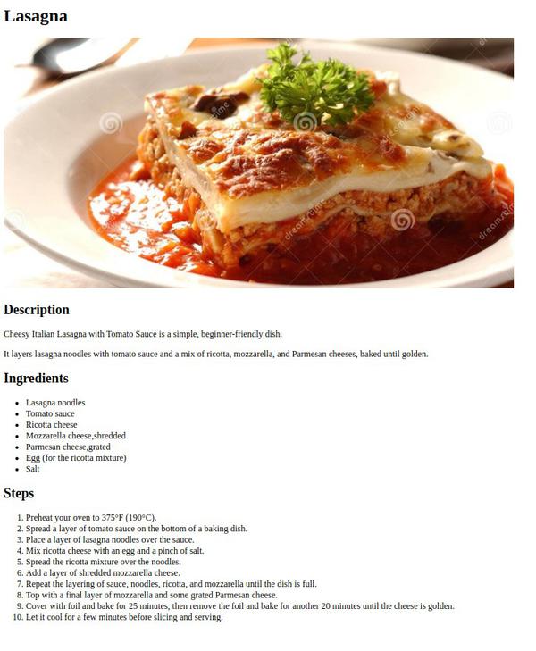 Lasagna Recipe