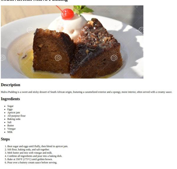 Malva Pudding Recipe