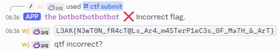 screenshot showing my flag being wrong