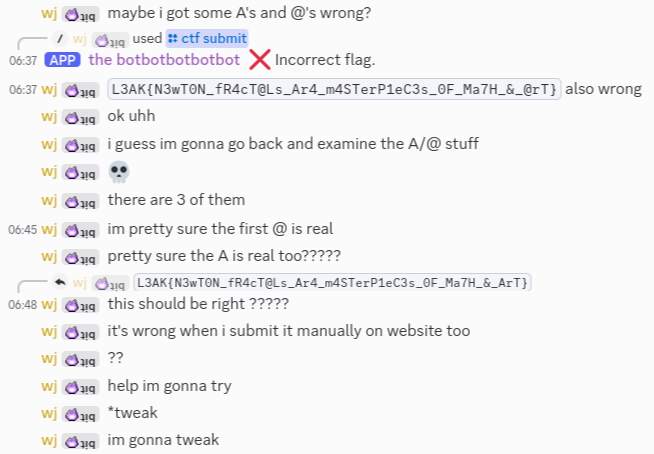 screenshot showing me tweaking on thoughts of A and @
