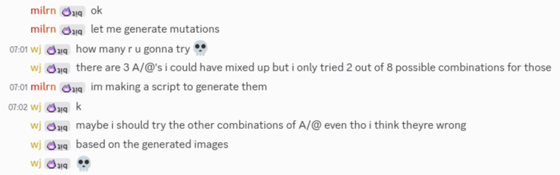 screenshot showing me tweaking even harder on thoughts of A and @