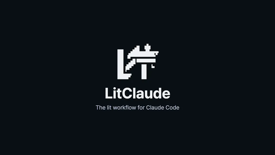 The film opens on a title card with the LIT mark, LitClaude and The lit workflow for Claude Code, then cuts to a Claude Code session in a small Node project with LitClaude installed, where a numbered two-line caption names each step. The prompt "lit add a --shout flag that prints the greeting in capitals, with a test" is sent, and the hook answers with the LIT mark and LIT IGNITED · lit-loop. The LIT card above the prompt switches from ready to lit-loop and draws its workflow map, PIN, RED, GREEN, VERIFY, REVIEW and RECORD, with PIN lit. Claude appends the new test through the shell and runs it; the test fails and the map turns RED. While Claude changes greet.js, the live step on the card names the running tool and how long it has run, Bash · 0:00. When the command finishes the tests pass, and the map checks GREEN and lights VERIFY. The live step clears, the card goes idle, and the film ends on the LitClaude mark and the install command npx @litfamily/litclaude@latest install.