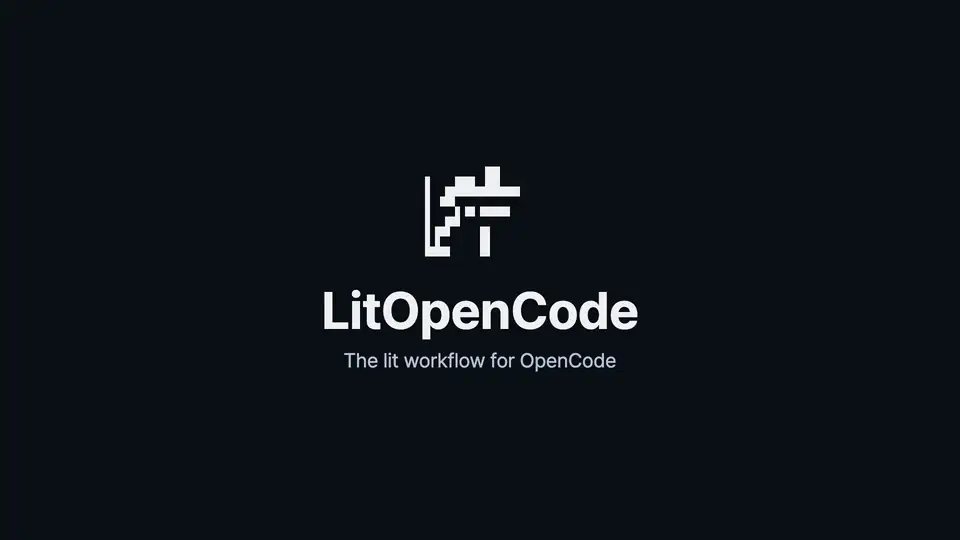 A title card with the LIT mark reads LitOpenCode, The lit workflow for OpenCode. Then OpenCode opens in a small project, ~/greet, and a numbered label names each step as it happens. 1, Start with “lit”: the prompt "lit add a --shout flag that prints the greeting in capitals, with a test" is typed into OpenCode. 2, LitOpenCode lights up: a toast with the LIT mark reads "🔥 LIT IGNITED · lit-task 🔥". 3, The map lights WORK: the LIT status card at the bottom reads 🔥 LIT · lit-task, and its workflow map interview – plan – WORK – review – done marks interview and plan as skipped and lights WORK, with a lit-task skill chip below. 4, The fix comes with a test: test/greet.test.js gains a test that runs node greet.js --shout Ada and expects HELLO, ADA!. 5, It shows what runs now: while npm test runs, the card adds bash · 0:00 beside the map. 6, The tests really pass: the test run reports ok 1 and node greet.js --shout Ada prints HELLO, ADA!. 7, The card settles: the summary says Done, Added a test and npm test passes, and the card switches to ○ IDLE with no step lit and lit-task in grey. The film ends on the LitOpenCode mark and the install command.