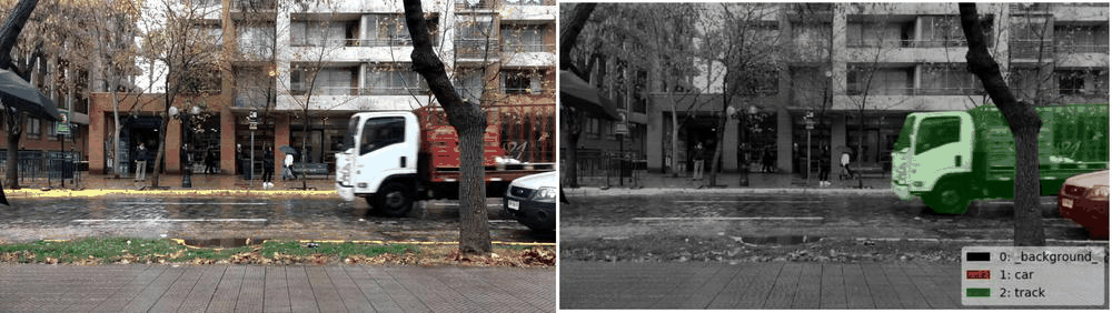 The annotated video frames played back as an animation, showing per-frame segmentation