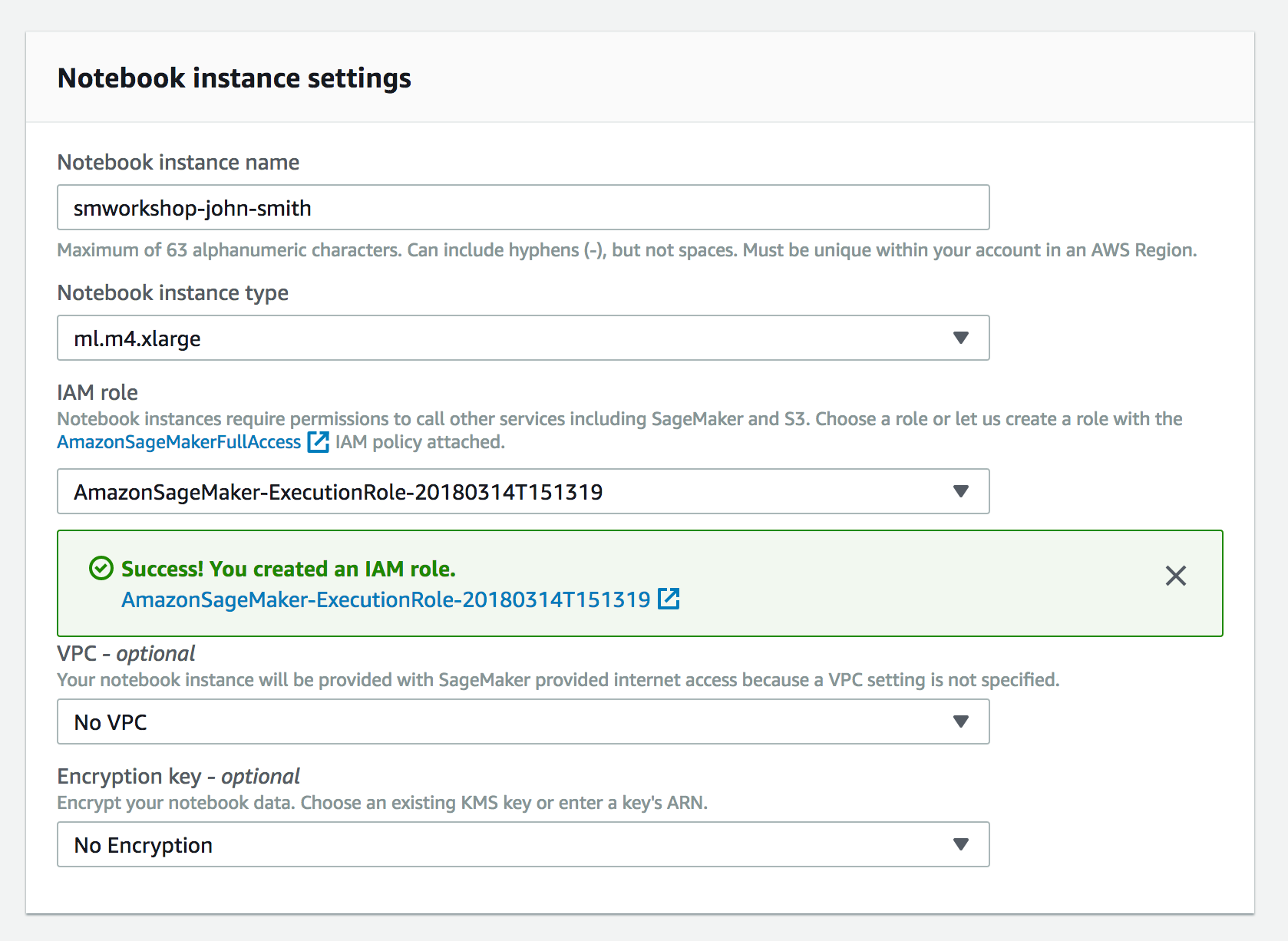 Create Notebook Instance