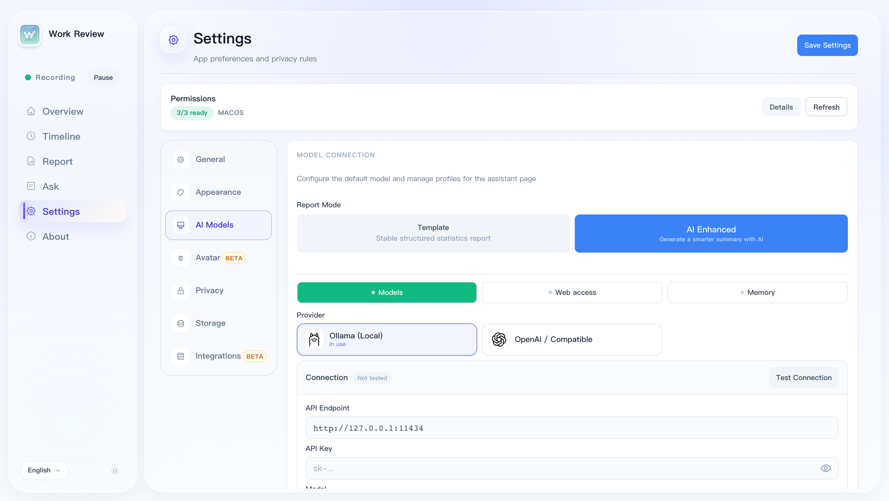 AI Model Settings