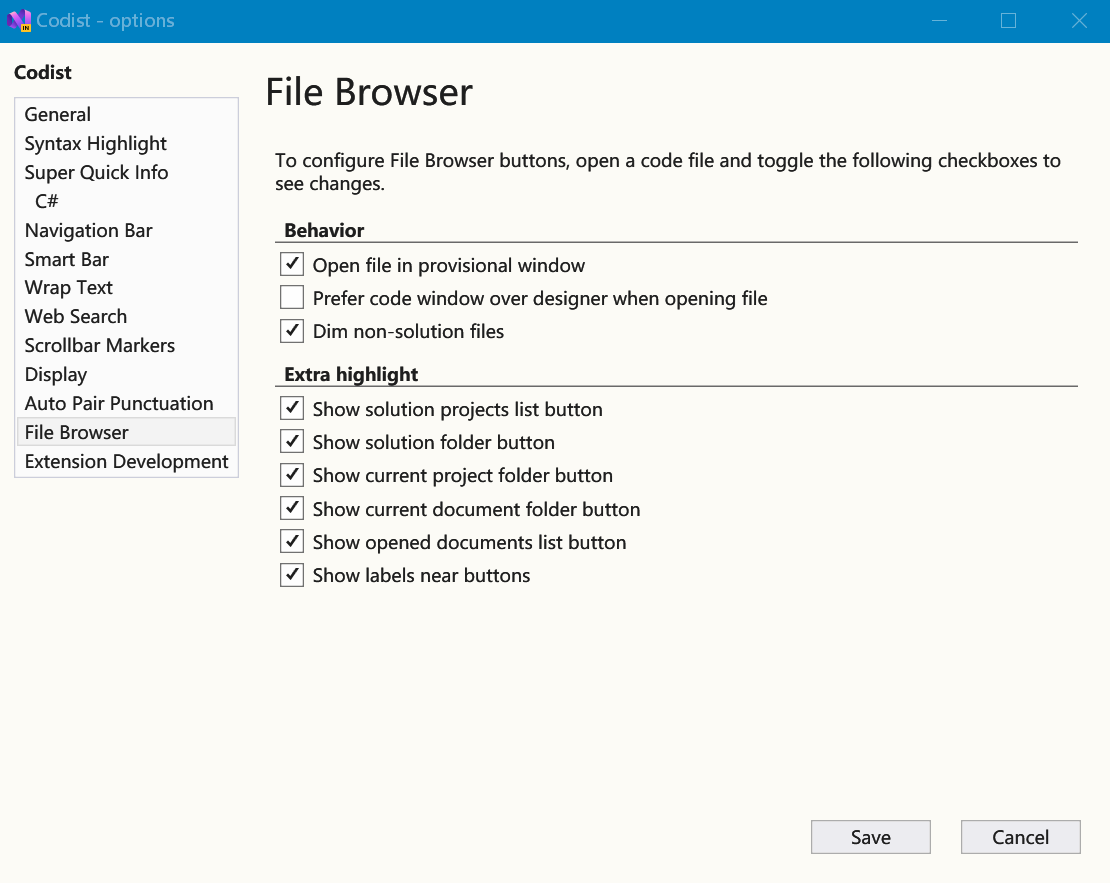 File Browser Options