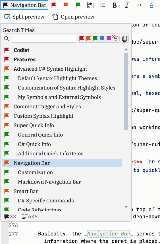 Navigation Bar Markdown