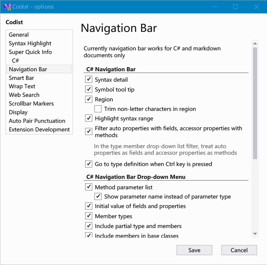 Navigation Bar Options