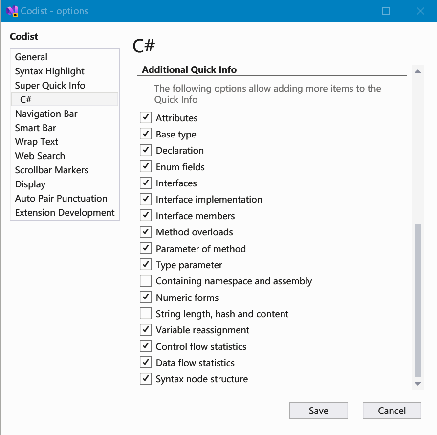 Super Quick Info Csharp Items