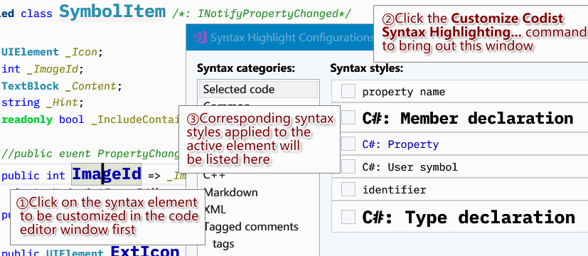 Syntax Highlight Customizing Selected