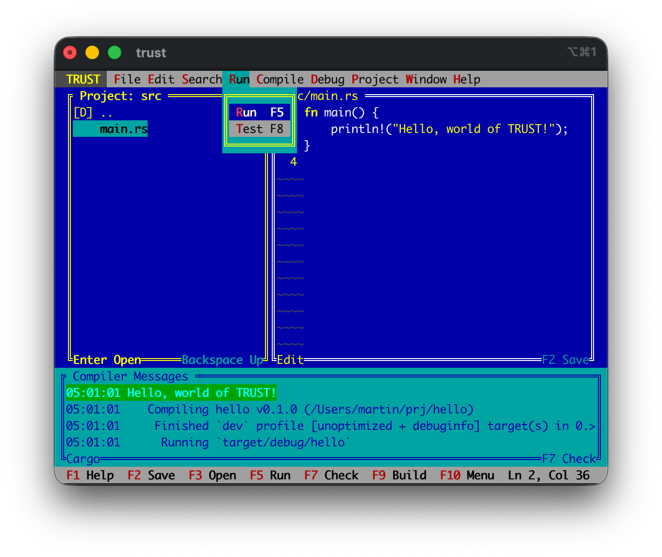 Hello project editor view