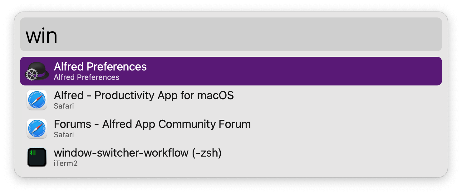 Alfred search for win