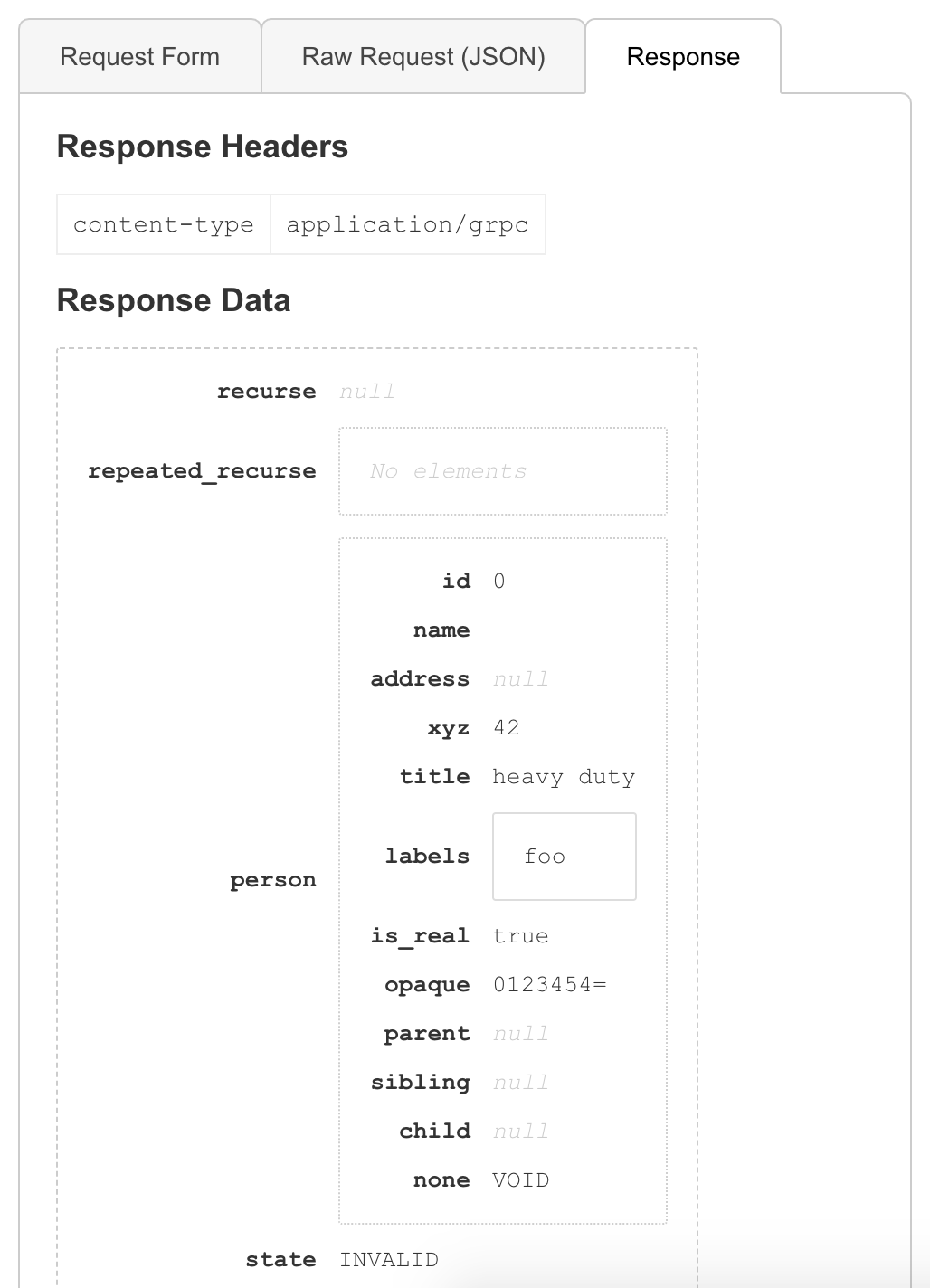 web UI response